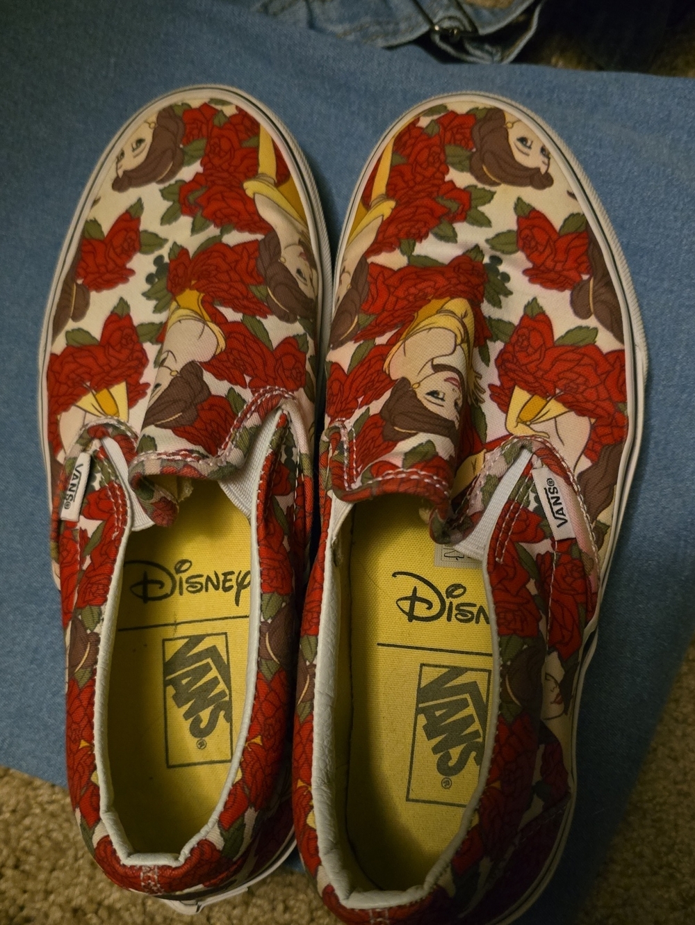 EUC Vans Disney Slip-On Sneakers Belle BEAUTY AND THE BEAST 7.5 Shoes